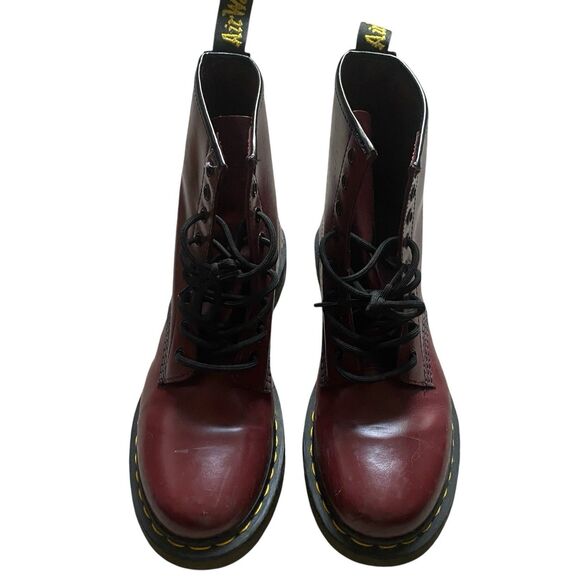Dr Martens Smooth Leather 1460 Boots Women Sz 9 EU 41 Burgundy Combat Grunge - Picture 2 of 10